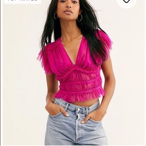 FREE PEOPLE Making Me Smile Top Pink NWT